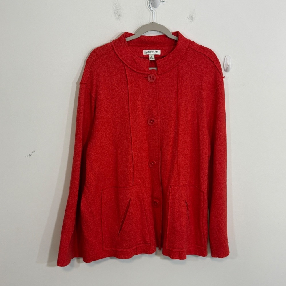Coldwater Creek Womens Jacket 2X Red Wool Blend Button Front Career Casual